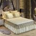Korean Version Quilted Skirt Solid Color European Style Lace Thickened Bed Cover Crystal Velvet Mattress Non-Slip Bedspread_maomaolike.com