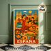 Spain Themed Painting Poster, Vintage Vibrant Spanish Cultural Scene Poster, Showcases Flamenco Dance, Local Cuisine & Iconic Landmarks, Ideal For_maomaolike.com