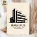 Bauhaus Building Painting Poster, Minimalist Black & White Linear Architectural Poster, Sleek Iconic Design Ideal For Home Office, Living Room Decor_maomaolike.com