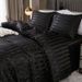 Home Textile Striped Silky Satin Quilt Cover Three Piece Set Full Size_maomaolike.com
