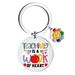 Classic color keychain pendant flower car keychain English lettering metal tag stainless steel keychain_maomaolike.com