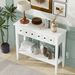 Rustic Console Table With Open Shelf,Rubber Wood Legs,Ideal For Entryways,Living Rooms,and Hallways_maomaolike.com