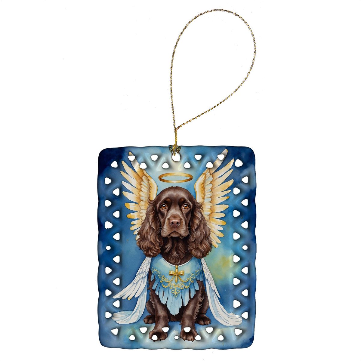 Cocker Spaniel My Angel Porcelain Ornament Christmas Tree Hanging Decorations For Home Christmas Holiday, Rectangle, Gift, Multicolor_maomaolike.com