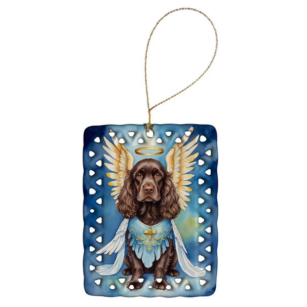 Cocker Spaniel My Angel Porcelain Ornament Christmas Tree Hanging Decorations For Home Christmas Holiday, Rectangle, Gift, Multicolor_maomaolike.com
