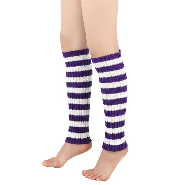 Unisex Men's and women's leg warmers Knitted foot warmers Colored striped boot warmers Stack socks_maomaolike.com