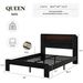 Bed Frame Queen Size, Wood Platform Bed Frame With Storage LED Light Headboard And 2 USB , Noise Free,No Box Spring Needed And Easy Assembly Tool,Large Under Bed Storage,Dark Black_maomaolike.com