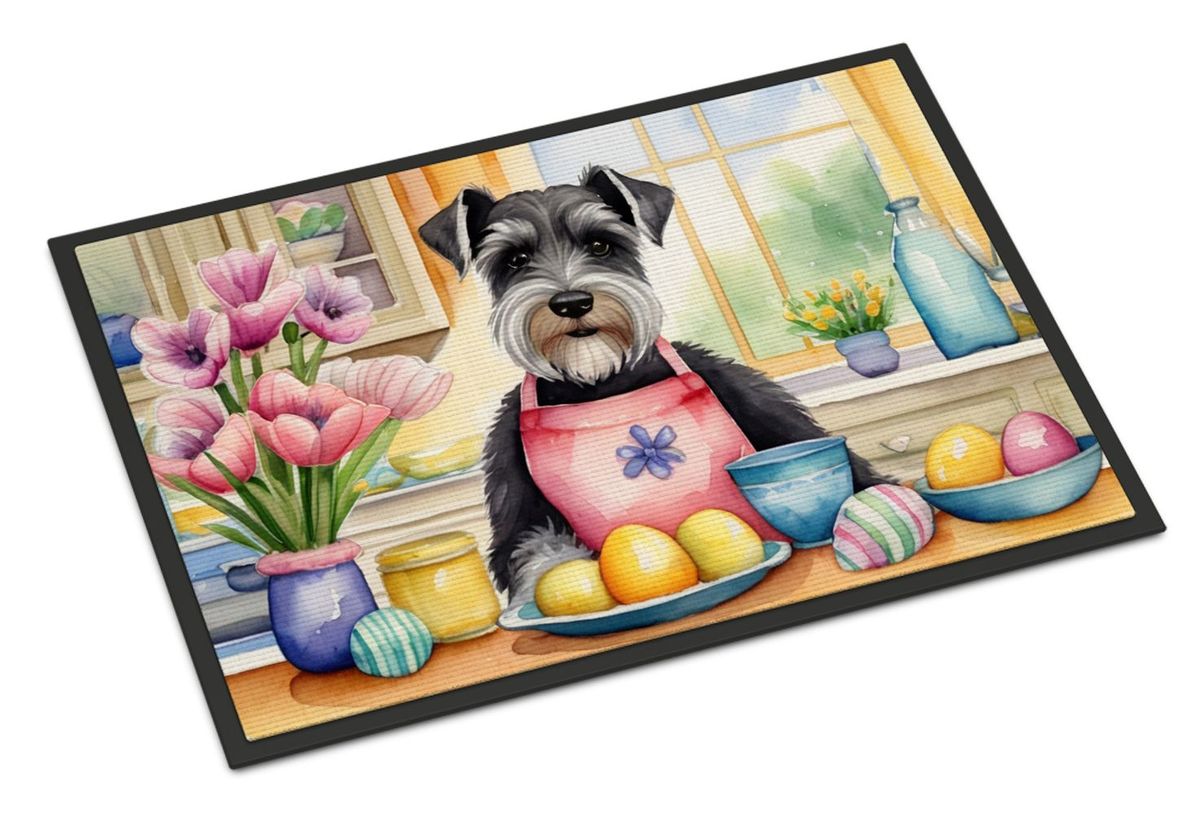 Decorating Easter Schnauzer Doormat Front Door Mat Indoor Outdoor Rugs For Entryway, Non Slip Washable Low Pile, 24H X 36W_maomaolike.com