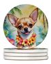 Chihuahua Luau Large Sandstone Coasters Pack Of 4 Absorbent Round Coasters Decor Gifts For Men Or Women, 4 In, Multicolor_maomaolike.com