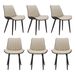 Khaki + Grey PU Leather Dining Chair With Metal Legs, Wave Pattern Upholstered Armless Chair Set Of 6 For Kitchen, Restaurant, Living, Meeting Room_maomaolike.com