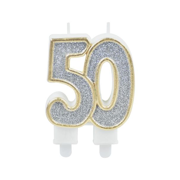 Birthday Candles Cake Numeral Candles Happy Birthday Cake Candles Topper Decoration For Birthday Wedding Anniversary Celebration Supplies (silver,50th)_maomaolike.com