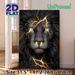 Lightning Black Lion Painting Poster, Mysterious Dark Fantasy Style Poster, Striking Design With Glowing Golden Lightning Accents, Ideal For Living_maomaolike.com