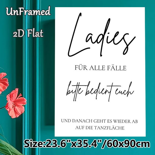 Ladies Themed Typography Painting Poster, Minimalist Black & White Text Poster, Elegant Decorative Piece Ideal For Home Bar, Party Space And Dance_maomaolike.com