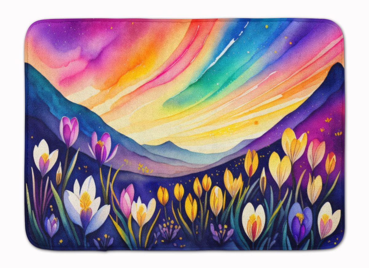 Crocus In Color Memory Foam Kitchen Mat Machine Washable Anti-Fatigue Mat Cushion Comfort Bath Mat Or Kitchen Rug_maomaolike.com