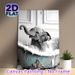 Elephant Bath Themed Painting Poster, Monochrome Whimsical Poster, Playful Elephant In Vintage Bathtub With Foam Design, Brings Lighthearted Charm_maomaolike.com