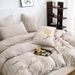 Polyester Cut Flower Vertical Stripe AB Version Quilt Cover Pillowcase Three Piece Set_maomaolike.com