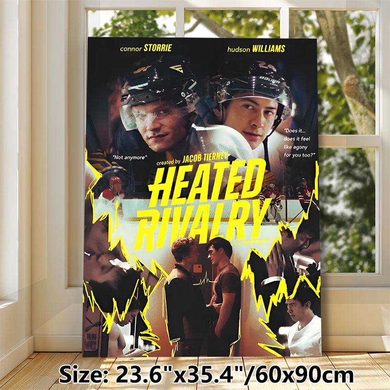 Ice Hockey Heated Rivalry Painting Poster, Dramatic Sports-themed Poster, Features Intense Ice Hockey Players And Confrontational Scenes, Ideal For_maomaolike.com