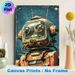 Vintage Robot Painting Poster, Retro Rusted Steampunk-style Robot Poster, Weathered Mechanical Design With Starry Backdrop, Ideal For Home Office_maomaolike.com