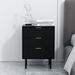 WOODEEM Fluted Black Nightstand 3 Drawers, 19" Small Bedroom 26" Tall Bedside Night Stand, Mid Century Modern Bed Side Couch End Table Living Room, Light Gold Handle_maomaolike.com