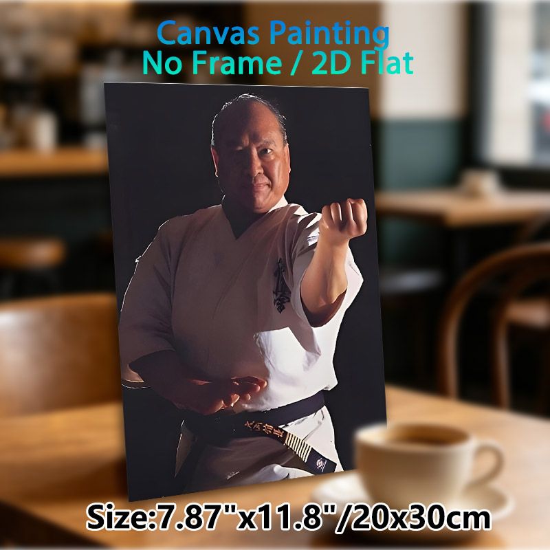 Karate Master Painting Poster, Dramatic Lighting Realistic Martial Arts Portrait Poster, Authentic Karate Stance Decor Suitable For Home Gym, Martial_maomaolike.com