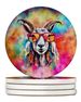 Hippie Animal Goat Large Sandstone Coasters Pack Of 4 Absorbent Round Coasters Decor Gifts For Men Or Women, 4 In, Multicolor_maomaolike.com