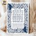 Asher Yatzar Themed Painting Poster, Navy Blue Folk-style Floral & Bird Framed Religious Text Poster, Elegant Traditional Religious Decor Ideal For_maomaolike.com