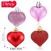 12PCS Christmas Heart Shape Ornaments Gold Red Pink Silver Heart Hanging Pendants Glossy And Matte Xmas Tree Decorations For Christmas Tree Party Wedding Valentine Decor_maomaolike.com