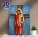 Jesus Crucifixion Painting Poster, Traditional Religious Icon-style Poster, Reverent Depiction Of Jesus With Crown Of Thorns And Red Robe, Suitable_maomaolike.com
