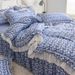 2026 New Spring Summer Four-Piece Set Ins Fresh Style Pure Blue Fully Washed Cotton Sheet Duvet Cover Floral Skirt Bed_maomaolike.com