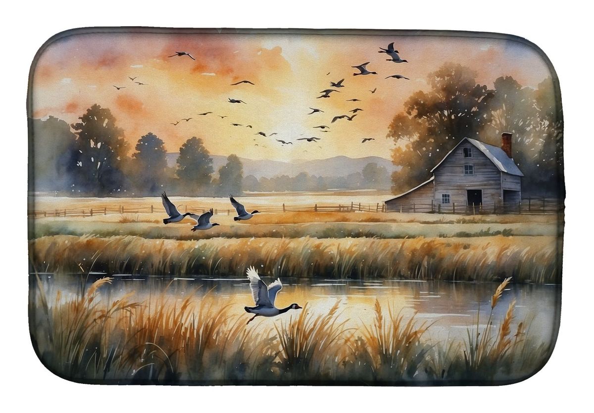 Geese In Flight Dish Drying Mat Absorbent Dish Drying Mat Pad For Kitchen Counter Dish Drainer Mat For Countertop, 14 X 21", Multicolor_maomaolike.com