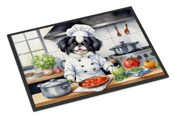 Japanese Chin The Chef Doormat Front Door Mat Indoor Outdoor Rugs For Entryway, Non Slip Washable Low Pile, 24H X 36W_maomaolike.com