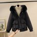 Women's Clothing Horn button parka women's autumn and winter new slim down cotton jacket fashionable plus velvet thick fur coat_maomaolike.com