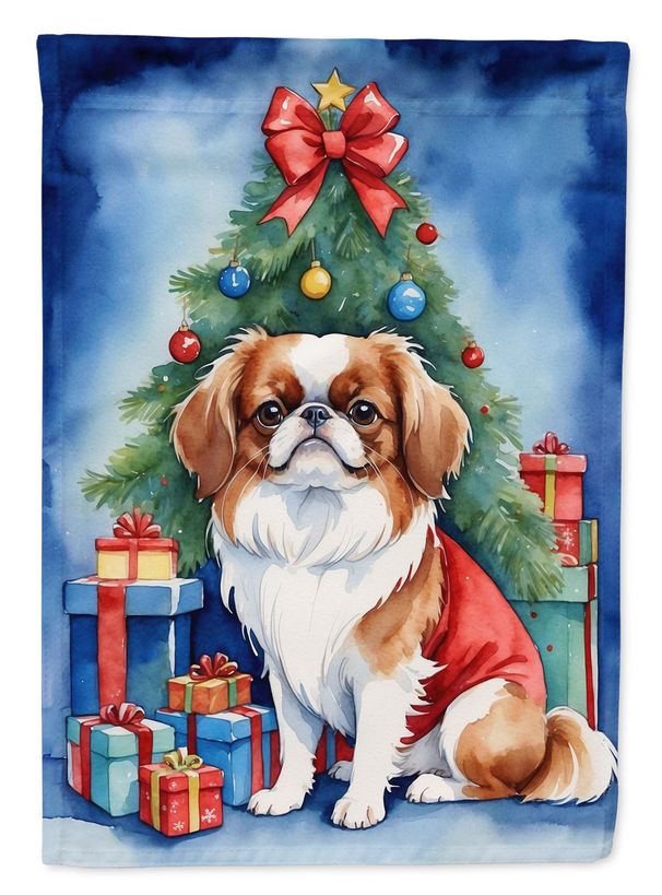 Japanese Chin Christmas Reindeer House Flag Large Porch Sleeve Pole Decorative Outside Yard Banner Artwork Wall Hanging, Polyester, House Size, Multicolor_maomaolike.com