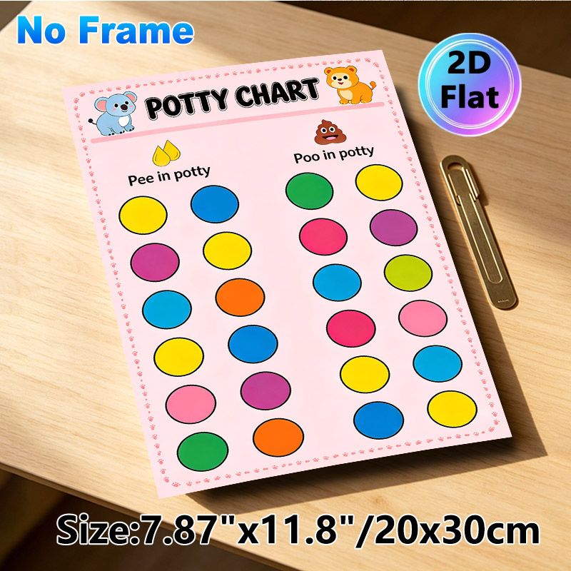 Potty Chart Painting Poster, Cute Cartoon Animal & Colorful Dot Design Poster, Practical Tool To Track Potty Training Progress, Ideal For Bathroom_maomaolike.com