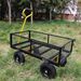 (Black +Yellow Solid Wheels Wagon Cart)Solid Wheels Tools Cart Wagon Cart Garden Cart Trucks Make It Easier To Transport Firewood_maomaolike.com