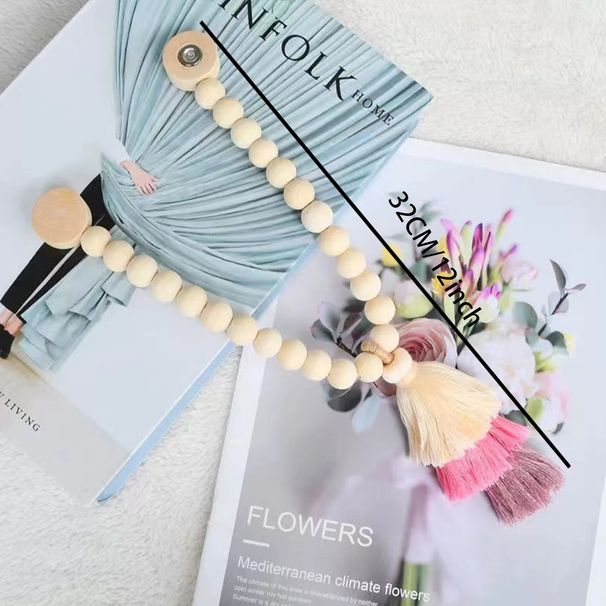 New Cartoon Rainbow Wooden Bead Tiebacks Light Luxury French Handmade Sheer Tie Rope Curtain Buckle_maomaolike.com