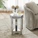 Mirrored Octagon End Table With Crystals Inlay, 2-Tier Modern Small Sofa Table With Storage, Silver Accent Side Table For Living Room, Bedroom, Coffee, And Small Spaces 13.8W X 13.8D X 21H_maomaolike.com