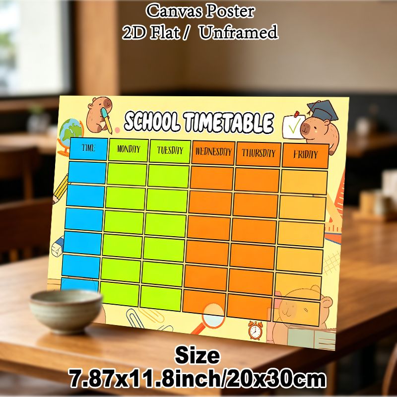 School Timetable Painting Poster, Cute Cartoon Capybara Themed Colorful Poster, Assists In Arranging Weekly Class Plans, Suitable For Classrooms And_maomaolike.com