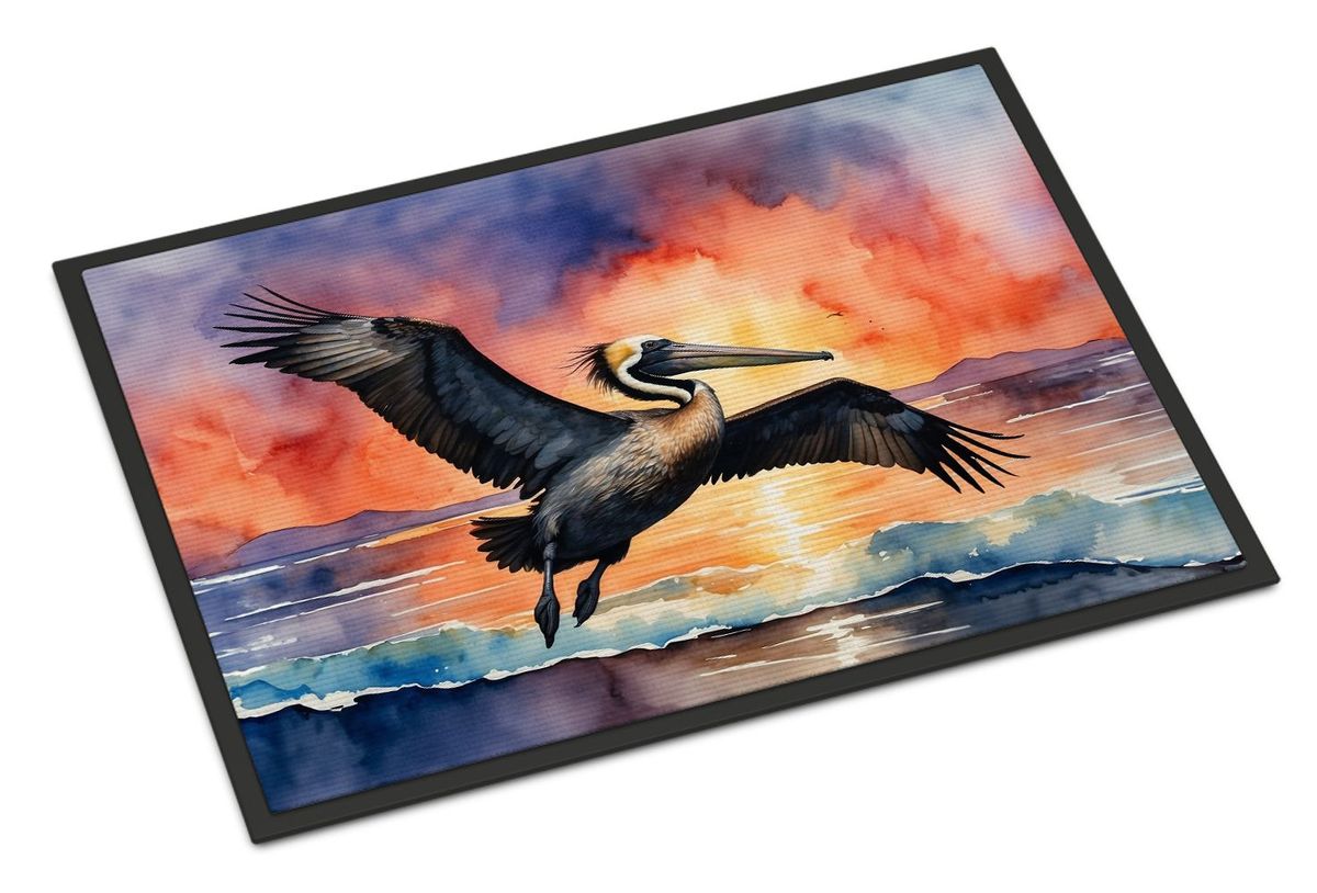 Pelican Fiery Sunset Doormat Front Door Mat Indoor Outdoor Rugs For Entryway, Non Slip Washable Low Pile, 24H X 36W_maomaolike.com