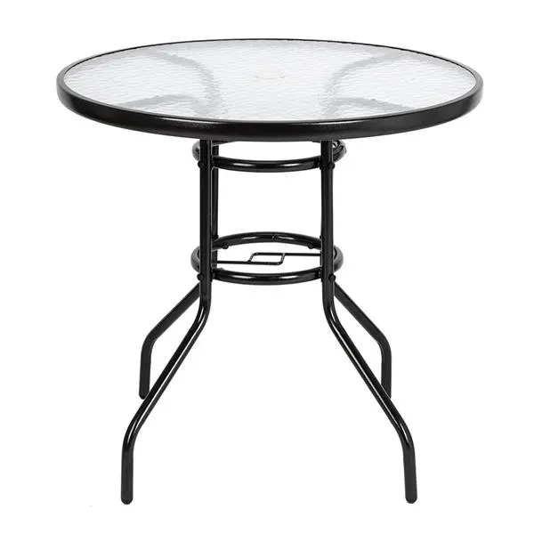 Outdoor Dining Table Round Toughened Glass Table Yard Garden Glass Table(SAME AS 93152635)_maomaolike.com