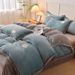Milk Velvet Solid Color Four-Piece Set Thickened Winter Coral Fleece Double-Sided Duvet Cover Fleece-Lined Warm Flannel Bed Sheet_maomaolike.com
