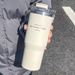 Large Capacity Insulation Cup, 30.43oz Drinking Coffee Cup With Straw, Simple Water Bottle_maomaolike.com