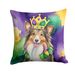 Sheltie King Of Mardi Gras Throw Pillow Machine Washable, Indoor Outdoor Decorative Pillow For Couch, Bed Or Patio, 14Hx14W_maomaolike.com