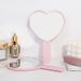 Vintage Pink Heart Shaped Handheld Makeup Mirror, Mini Portable Pocket Compact Beauty Vanity Mirror For Daily Travel Women Dressing
_maomaolike.com