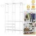 Metal Garment Rack Shoe Clothing Organizer Shelves Freestanding Multifunctional Clothes Wardrobe_maomaolike.com