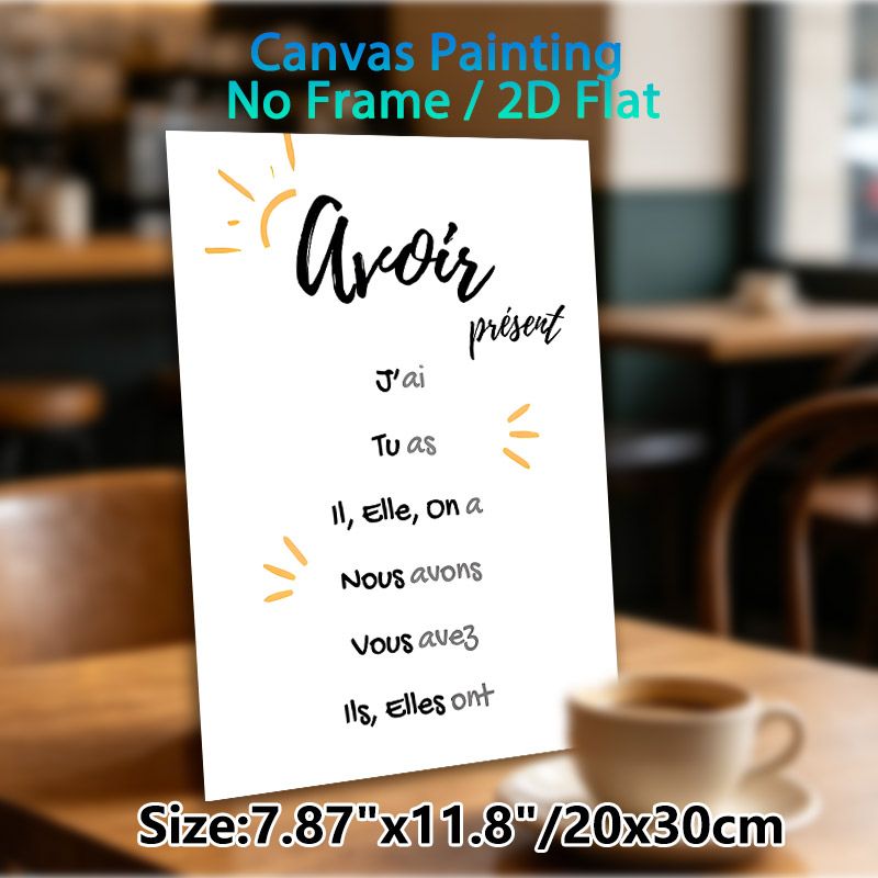 French Verb Conjugation Painting Poster, Minimalist Handwritten Style Poster, Clear "avoir" Present Tense Conjugation Guide, Practical For French_maomaolike.com