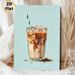 Iced Coffee Painting Poster, Vibrant Artistic Poster, Stylized Creamy Iced Coffee In Glass With Striped Straw And Cocoa Dust Design, Adds Cozy Warm_maomaolike.com