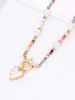 Women's Cute Handmade Beaded Necklace With Heart Pendant & Golden Clasp - Colorful Beads For Vacation Party Jewelry_maomaolike.com