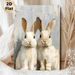 Two Rabbits Painting Poster, Textured Impasto-style Paired Rabbits Poster, Soft-toned Animal Artwork Adds Warm Rustic Touch, Ideal For Living Room_maomaolike.com