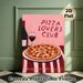 Pizza Lovers Club Themed Painting Poster, Warm-toned Cartoon-style Poster With Pepperoni Pizza, Wine Bottle & Glass, Cozy Food-inspired Decor Ideal_maomaolike.com
