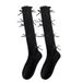 Unisex Solid color multi-bow ballet style calf socks Socks for women thin cute Lolita knee-length lace socks_maomaolike.com